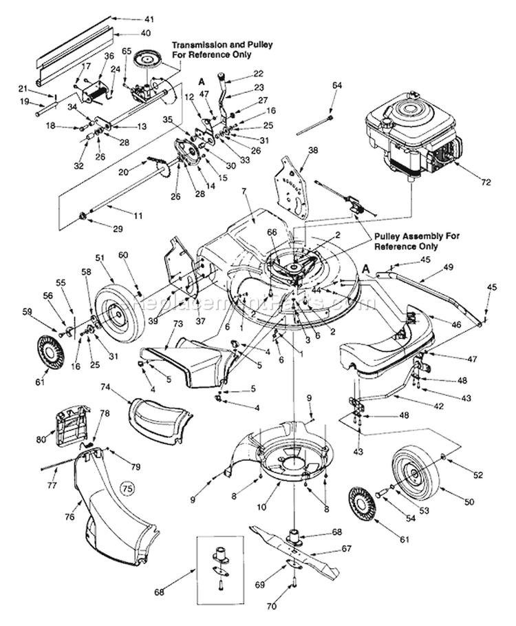 Page A Diagram and Parts List for 2000 Yard Man Lawn Mower